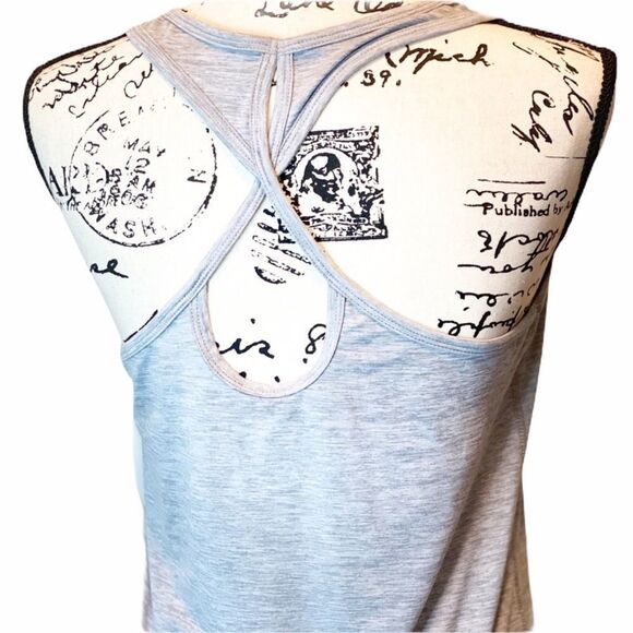 NEW Grey Workout Quick Dri Tank Cut Out Back Athletic Summer Tank Top - Picture 3 of 4